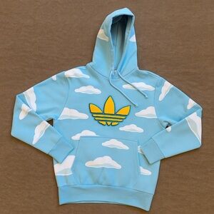 Adidas Light Blue Hoodie with Cloud and Yellow Logo